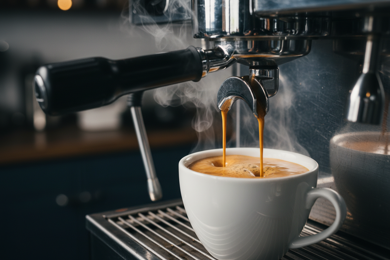 Espresso extraction with crema formation