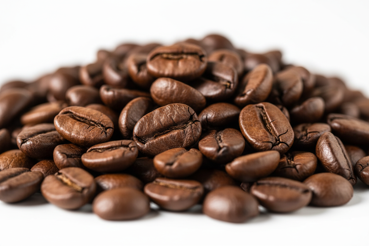 Extreme close-up of premium specialty coffee beans