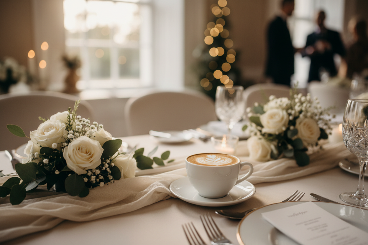 Latte art on wedding table